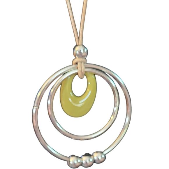 Paris Statement Necklace Rings Beads and Ovals 27" - Picture 6 of 8